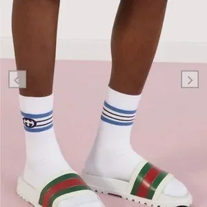 Gucci Shoes Web Slides White Red Green Stripe Gucci Sandals